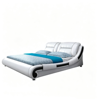 Modernes PU-Lederbett mit Projektionsfunktion, Stauraum-Schubladen und weicher Polsterung für das Hauptschlafzimmer