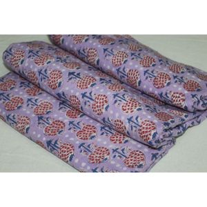 Tela de Algodón Estampada a Mano Estilo Bohemio con Diseño Floral Moderno de Jaipur, Material para Bolsos y Cortinas, Tela Ligera para Vestidos - Product Image 1