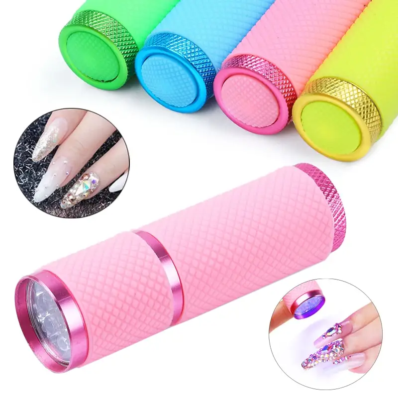 Mini 9 LED lampe de poche sèche-ongles lampe UV pour Gel vernis manucure Nail Art outils à main séchage rapide Machine Portable