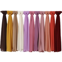 Foulard en mousseline de soie pour femme, HIJAB de couleur Pure 2022x70 cm, écharpe de qualité pour femme musulmane, nouvelle collection 180