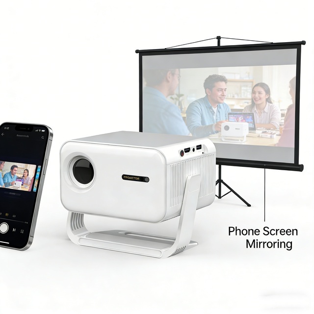 1080P Home Theater Projector 280 Lumens Portable Built-in Android OS Support 4K Projector for Movies & Gaming Mobile Phone
