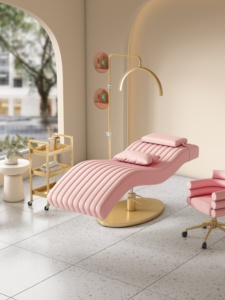 Modern Upholstered Massage Table <b>Adjustable</b> Therapy <b>Bed</b> Curved Salon Treatment Couch - Product Image 3