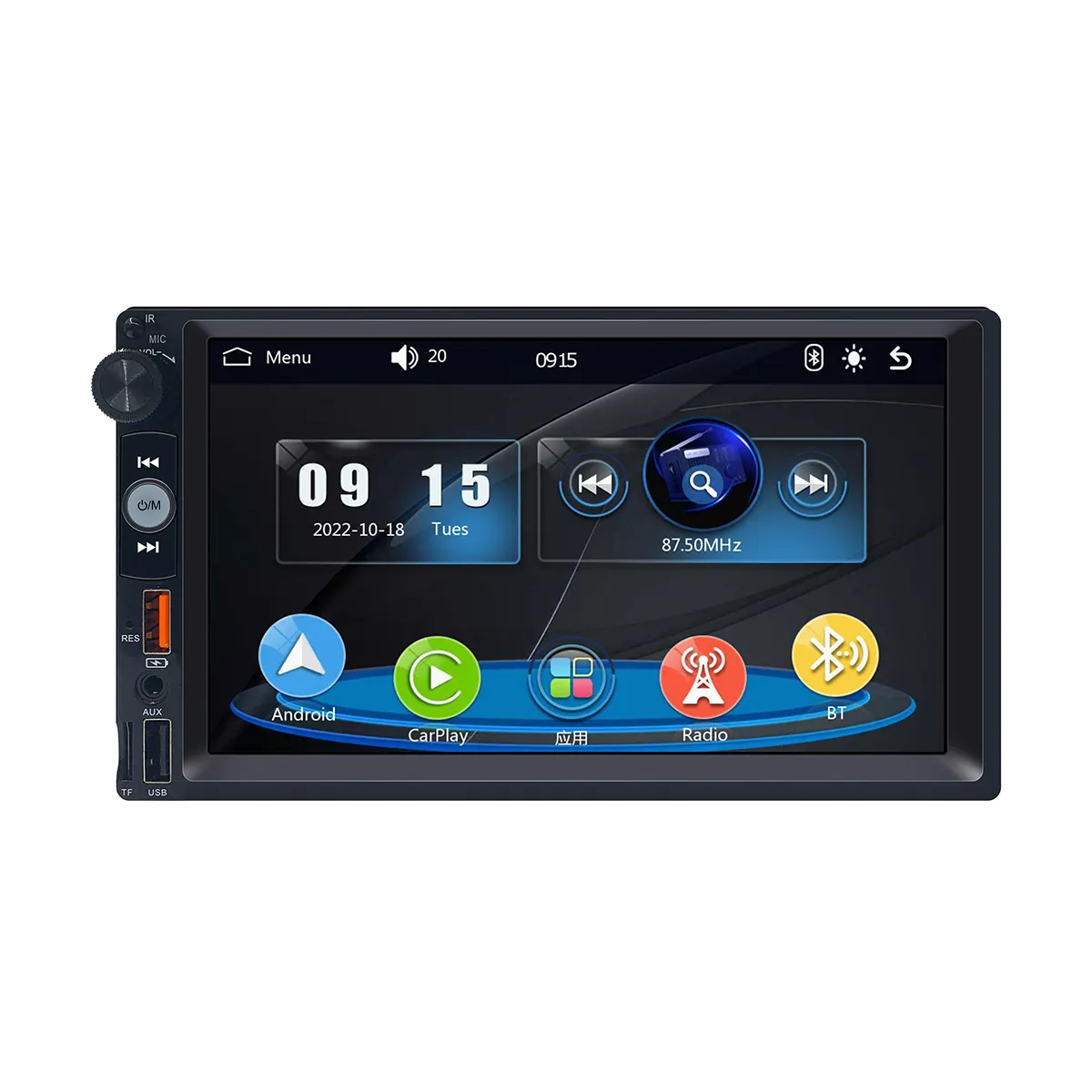 2 Din 7 ''MP5 Autoradio Carplay & Android Auto Touchscreen BT FM Empfänger TF USB AUX mit externem Mikrofon