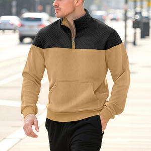 Sweat-shirt zippé pour homme en maille gaufrée, col montant, manches longues, respirant, style décontracté, pour le commerce transfrontalier - Product Image 2