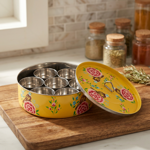 กล่องใส่เครื่องเทศสเตนเลสสตีลเพ้นท์ลายด้วยมือ - Product Image 1