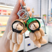 Porte-clés en peluche ours coréen tendance pour casque de moto, pendentif de sac, adorable poupée en peluche, accessoire cadeau, jouet en peluche, cadeau en peluche douce