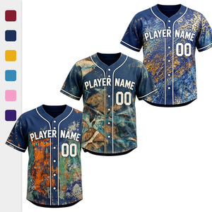 Camisetas de Béisbol Personalizadas con Diseño de Paneles Laterales de Malla, Teñido Anudado con Efecto Salado, para Clubes Juveniles de Softbol, para Partidos Competitivos de Liga - Product Image 1