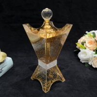 Décoration de Ramadan de Haute Qualité, Encens Arabe Portable en Bois d'Agar pour Bureau Moderne, Hôtel et Maison en Acrylique Doré
