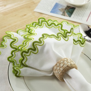 Serviette de table de luxe en lin et coton, broderie de bord festonné, fil métallique cinq étoiles, oeuvre de bienfaisance réutilisable pour mariages et dîners vente en gros - Product Image 1