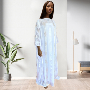 African Kaftan Style Solid Color Beaded Loose Long Gown Dress Two Piece Set Women - Product Image 3