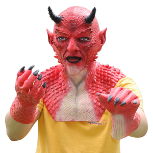 Máscara de <span class=keywords><strong>Diablo</strong></span> para <span class=keywords><strong>Halloween</strong></span> y Navidad, Segura, No Tóxica, de Látex, para Toda la Cara, con Guantes, Creativa, Duradera, para Bromas - Product Image 6