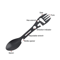 Multifonctionnel Fourchette Cuillère Cuillère Ouvre-bouteille Clé Dentée Extérieure Pique-Nique Camp Cuisson Ustensiles De Cuisine Fourchette Cuillère