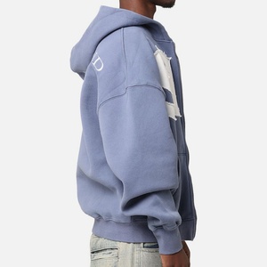 Sudadera con Capucha Oversize de Alta Calidad Estilo Y2K Hip-Hop, con Estampado Vintage Lavado y Parches, Cremallera y Logo Casual - Product Image 3