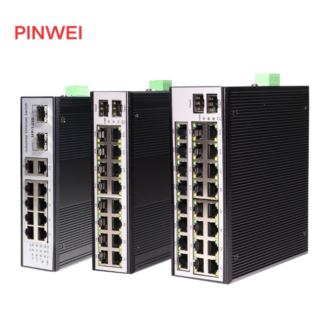 Factory OEM/ODM Industrial DIN-Rail Switch 1000Mbps 1-24 Port RJ45 Ethernet + 1-8 SFP Gigabit PoE/Non-PoE Ethernet Switch