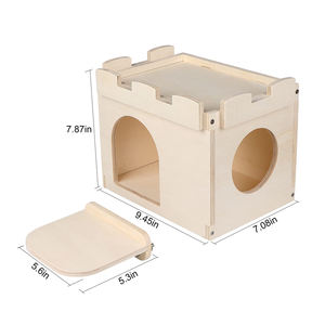 Caseta de Madera para Mascotas de Tamaño Personalizado, Caseta para Chinchillas, Cobertizo para Animales Pequeños, Jaula para Conejos, <span class=keywords><strong>Castillo</strong></span> con Ventana - Product Image 5