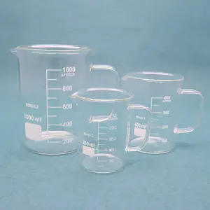 Bicchiere in vetro borosilicato da laboratorio di alta qualità da 100ml con manico
