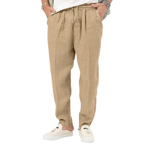 Haute qualité été hommes respirant coton lin pantalon <span class=keywords><strong>d</strong></span>écontracté sport coton pantalon personnalisé coton lin pantalon pour hommes - Product Image 5