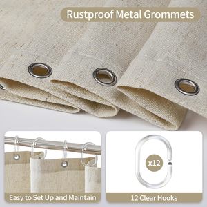Juego <span class=keywords><strong>de</strong></span> <span class=keywords><strong>Cortinas</strong></span> <span class=keywords><strong>de</strong></span> Ducha Impermeables CF <span class=keywords><strong>de</strong></span> 200GSM, Mezcla <span class=keywords><strong>de</strong></span> Lino Natural, Lavables a Máquina, <span class=keywords><strong>Cortinas</strong></span> <span class=keywords><strong>de</strong></span> Baño Personalizadas <span class=keywords><strong>para</strong></span> Hogar, Hotel y Baño - Product Image 5