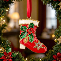 Adorno Navideño de Aleación de Zinc Premium, Bañado en Oro Esmaltado, Decoración para Árbol de Navidad, Regalo Navideño al por Mayor