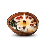 Bougie de Noël demi-fait main en cire de soja mélangée, parfumée à la citronnelle et au freesia, en forme de cercle, pour l'ambiance de chambre, décorative