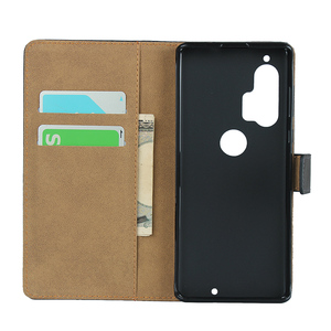 Étui portefeuille en cuir véritable pour <span class=keywords><strong>Moto</strong></span> Edge Plus, housse à rabat pour téléphone portable avec béquille et porte-cartes - Product Image 1