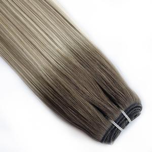 Vente en gros populaire : Cheveux humains vierges 100% naturels, double trame, tissage à la machine, légers, confortables, volume et coiffage, couleur Balayage - Product Image 4