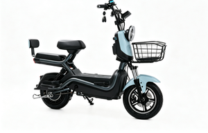 Bicicleta Eléctrica Portátil de 2 Ruedas con Canasta Delantera para Carga, Color Azul Claro, E-Scooter Familiar para Adultos, para Desplazamientos Diarios y Compras - Product Image 5