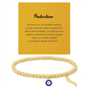 Bracciale con perline placcato in oro 18k con perline con perline bracciale regalo riparato in corno placcato oro - Product Image 6