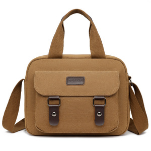 Vintage Men's Canvas Bag Simple Business Travel Shoulder Handbag Large Capacity Crossbody <b>Backpack</b> for Outdoor Trip - Product Image 4