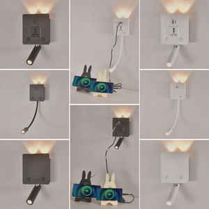 Lámpara de lectura de cabecera de cuello de cisne flexible con luz de pared USB para hotel de 3W con control remoto - Product Image 2