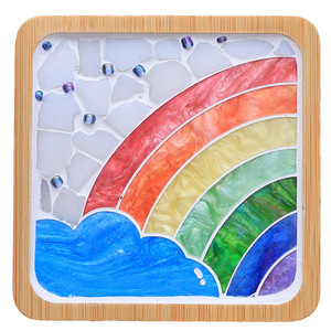 ชุดงานฝีมือ DIY แผ่นรองแก้วอะคริลิคทรงกลมและสี่เหลี่ยมลายผลไม้และดอกไม้ ของตกแต่งบ้าน ของขวัญสำหรับเด็ก - Product Image 5