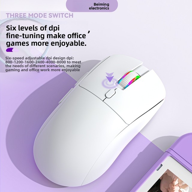 Cross-border New-style Factory-made Macro-programmable Custom Gaming E-sports Mouse; Silent RGB-backlit Three-mode Mouse