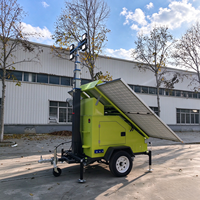 Remorque solaire mobile certifiée CE avec mât manuel de 6 m, tour de vidéosurveillance mobile pour parkings extérieurs
