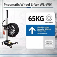 Lève-roues pneumatique YuanMech WL-W01, capacité 65 kg, hauteur réglable, outil de levage de pneus à air comprimé, certifié CE, garantie 5 ans