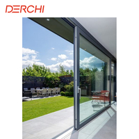 Portes coulissantes de patio DERCHI AS2047 NFRC en aluminium à cadre fin, double vitrage trempé, portes coulissantes écoénergétiques
