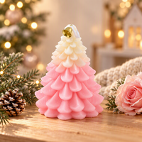 Décoration de chambre de Noël pour filles, bougie d'arbre de Noël rose pâle, décoration d'hiver douce et romantique pour la maison