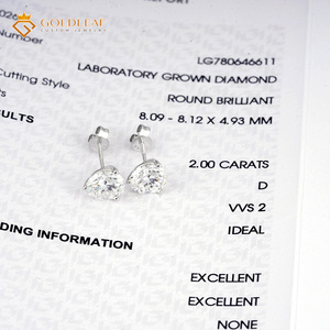 Pendientes de Diamante Cultivado en Laboratorio Goldleaf con Certificación IGI, 1.5CT VVS2, Oro Blanco de 14K, Corte Redondo, Engaste de Garra - Product Image 4