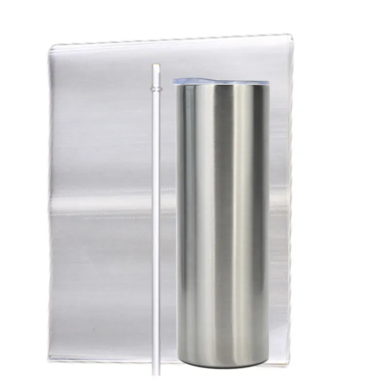 USA Warehouse 20oz Double Wall Sublimation Blanks Mugs Stainless Steel Tumblers With Straw And Rubber Bottom