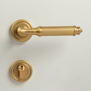 Juego de manijas de palanca para puerta de privacidad de latón macizo dorado francés con cerradura dividida, accesorios de ferretería interior para villas de lujo - Product Image 5