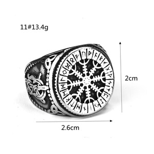 yunnique Men's <b>Titanium</b> Steel <b>Ring</b> Snowflake Compass Rune Design Hip Hop Style Gift Jewelry - Product Image 5