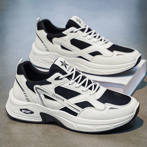 Chaussures pour hommes 2026 Nouvelle collection été, bout rond, laçage frontal, maille respirante, chaussures de course à semelle épaisse pour étudiants - Product Image 1