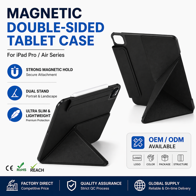 Vertical & Horizontal Stand Magnetic Case for iPad Pro 11/13 Air 6 Double Sided Slim Folio Tablet Cover OEM Supplier