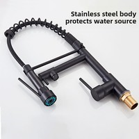 Robinet de cuisine extractible à ressort chaud et froid avec cartouche céramique en acier inoxydable pour évier de lavage de légumes