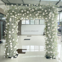 A-1720 haute qualité Floral arc mariage fête décor 5d soie fleur mur 8ft blanc cerisier fleur artificielle arc fleur mur