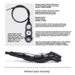 Scuba Diving đo kết hợp độ sâu áp lực La bàn Đo dưới nước lặn thiết bị SCBA điều chỉnh ống thép không gỉ cầm tay - Product Image 3
