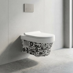Art Moderne Imprimé Noir Couleur Rustique Rétro Sans Monture Penderie à Eau Taille Standard Bon Prix Commode de Toilette en Céramique EWC - Product Image 6