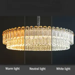 Zèle éclairage hôtel chambre plafond suspension interrupteur contrôle couleur or rond lustre en cristal - Product Image 3