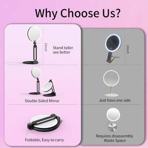 <span class=keywords><strong>Specchio</strong></span> ingranditore con luce 30X/1X doppio lato viaggio trucco Led <span class=keywords><strong>specchio</strong></span> ingrandimento, pieghevole angolo 360 regolabile - Product Image 4