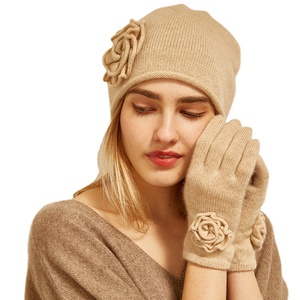 Haute Qualité Femmes Mode Coloré 100% Cachemire <span class=keywords><strong>Bonnet</strong></span> Et Gants Ensembles - Product Image 2