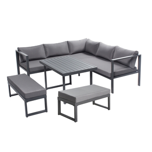 AJUNION grigio scuro cuscini mobili da <span class=keywords><strong>giardino</strong></span> componibili divano <span class=keywords><strong>Set</strong></span> mobili da esterno <span class=keywords><strong>Set</strong></span> salotto divano con 2 panche - Product Image 1